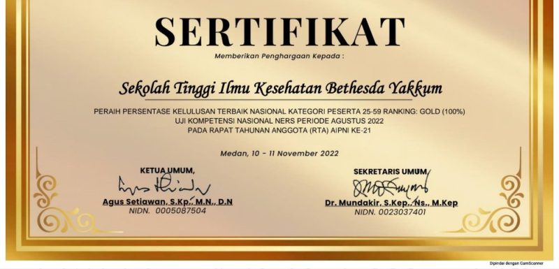 STIKES Bethesda Yakkum Terima Penghargaan Rangking Gold dan Ranking I Dari AIPNI