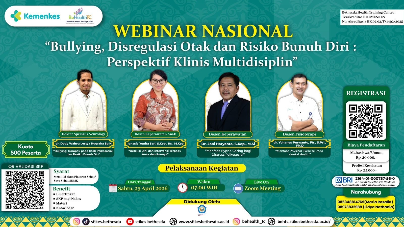 WEBINAR NASIONAL 2026 - Bullying, Disregulasi Otak, dan Risiko Bunuh Diri: Perspektif Klinis Multidisiplin